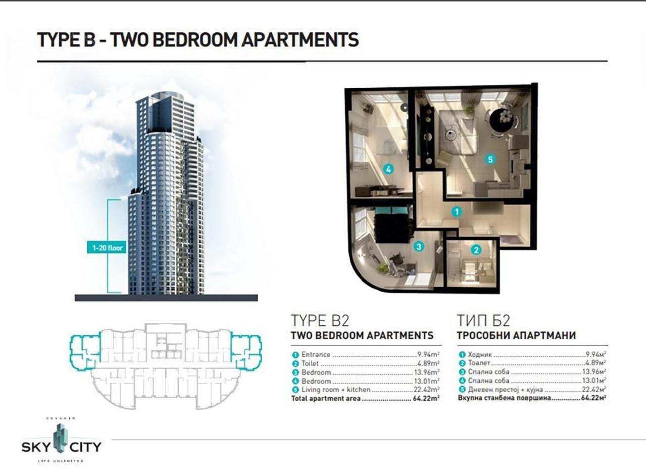 18Th & 16H Floor Secure Luxury Condos With Pool & Fitness Included In Price Skopje Eksteriør billede